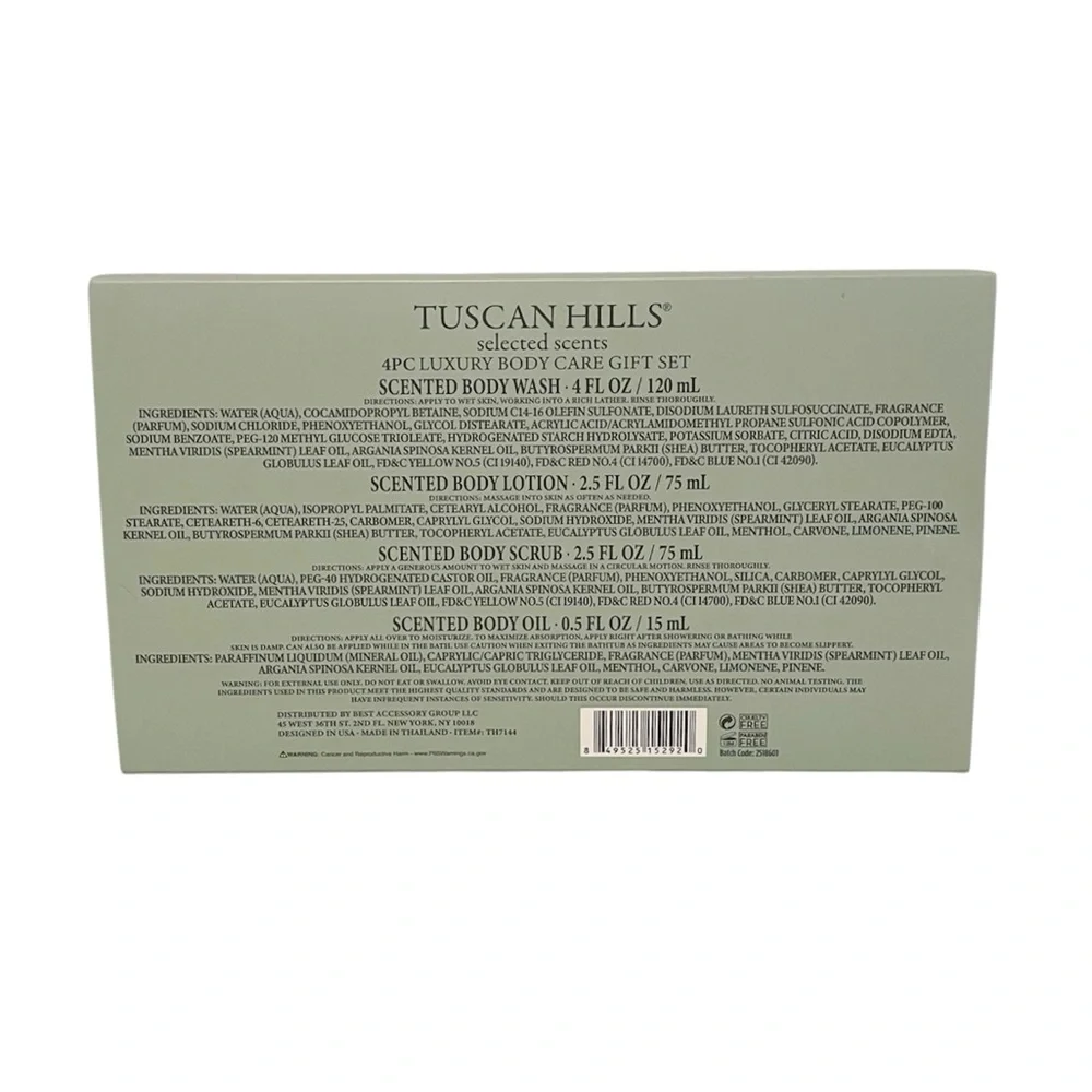 Tuscan Hills Spearmint & Argan Oil 4-Piece Luxury Body Care Gift Set